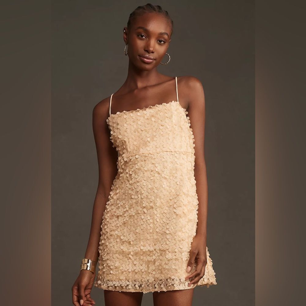 By Anthropologie 3D Floral Embellished Mini Dress NWT